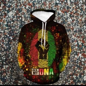 “ITS IN MY DNA” Graphic Print Long Sleeve Pullover Hoodie Kangaroo Pocket Shirt